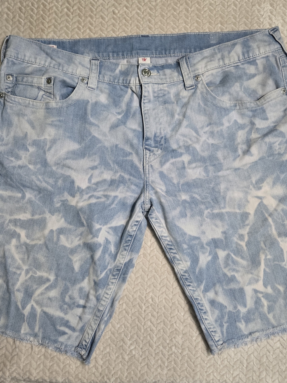 True Religion Ricky Cut Off Blue Jean Shorts Men's 44 Relaxed Straight